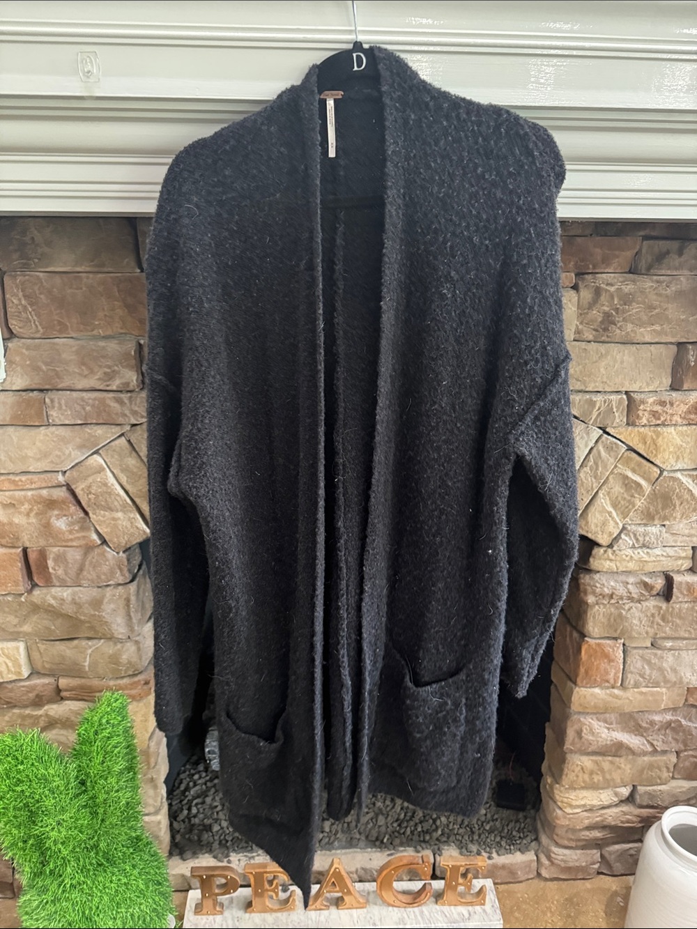 Free People Black Open-Front Cozy Cardigan
